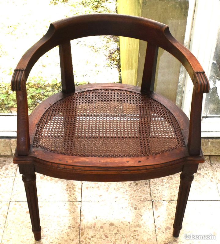 Ancien fauteuil en bois de chêne massif epoque 1930 de direction bureau confortable (image 2)