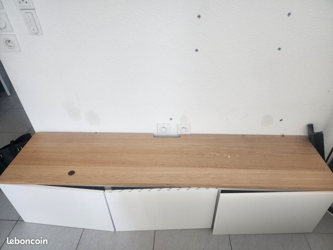 Meuble tv ikea blanc +plateau (image 1)