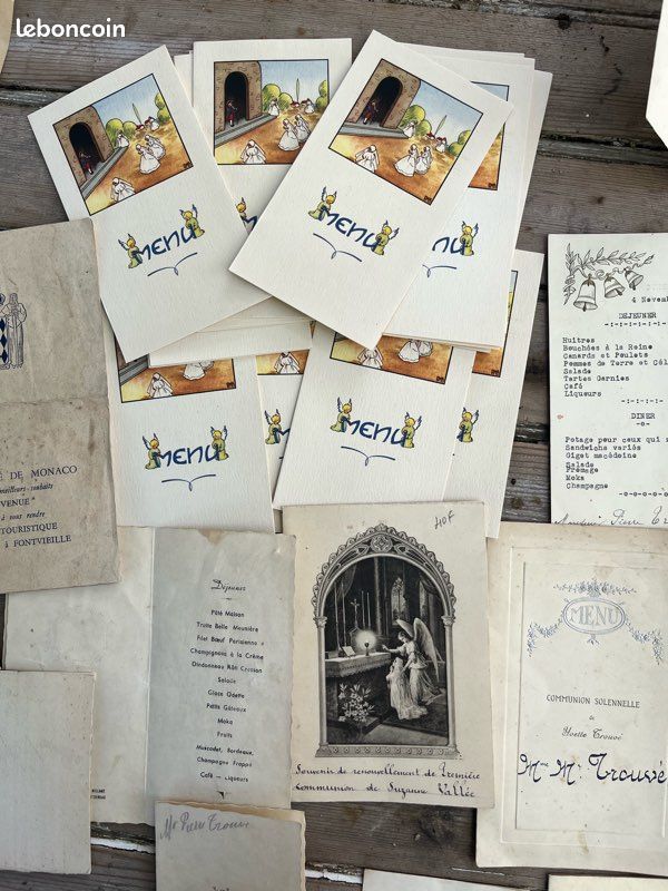 Lot de menus ancien des années 1920 aux années 70 - Collection