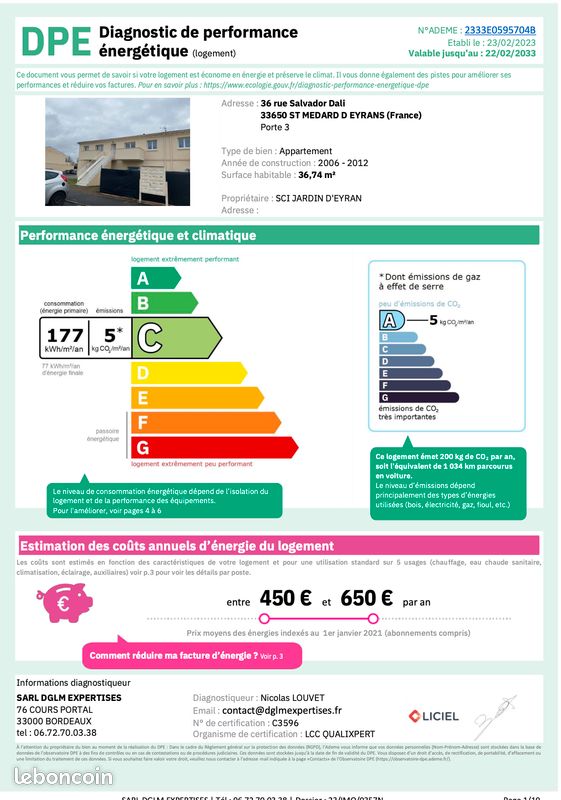 Appartement 2 pièces 37 m² · à Saint-Médard-d'Eyrans · 36,8 m² · 670 €/mois