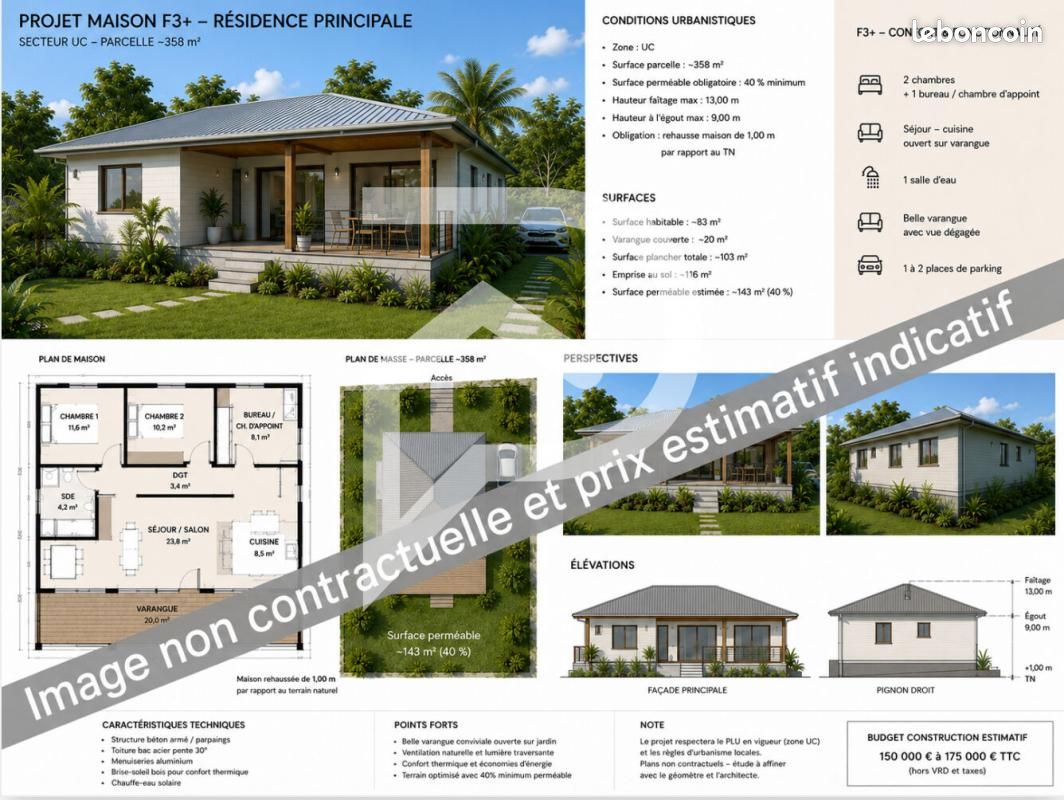 Terrain 358 m² Le Tampon · 113 000 €