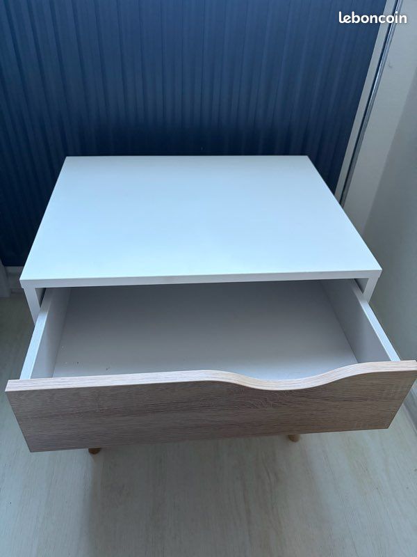 Lit 2 place avec matelas et table de chevet (image 5)