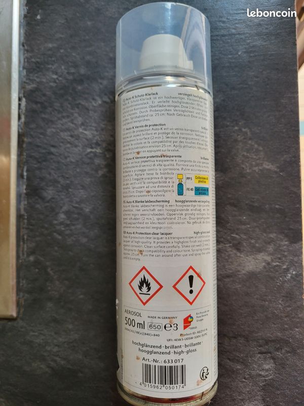 Vernis aérosol pro 500ml transparent brillant "NEUF" (image 2)