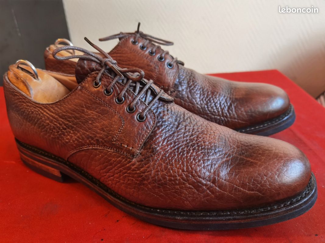 Chaussures HESCHUNG Derbies En Nubuck Marron - Pointure 42,5 - Fabriqué Main En France (Occasion Très Bon état)