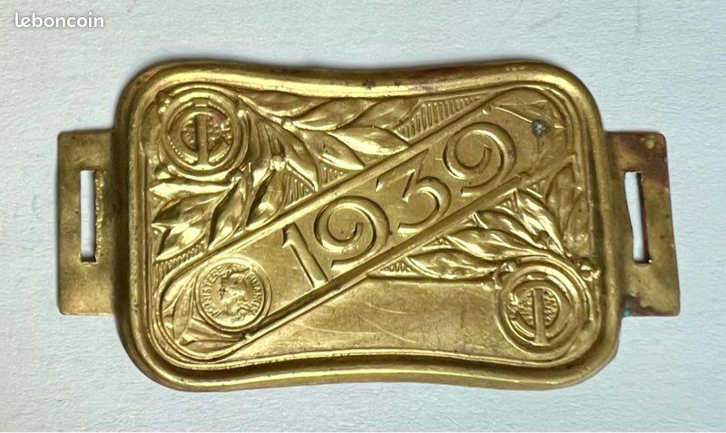 Ancienne plaque fiscale taxe impôt vélocipèdes bicyclette vélo 1939
