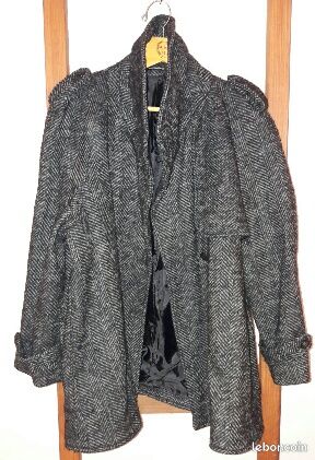 Veste 3/4 laine monoprix gris chiné t48 (image 1)