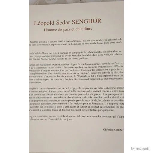 Oeuvre Poétique De Léopold Sédar Senghor "Poèmes Perdus" Avec des Illustrations et une dédicace de Odette Lecerf, Association Des Bibliophiles Du Val-De-Marne (image 3)