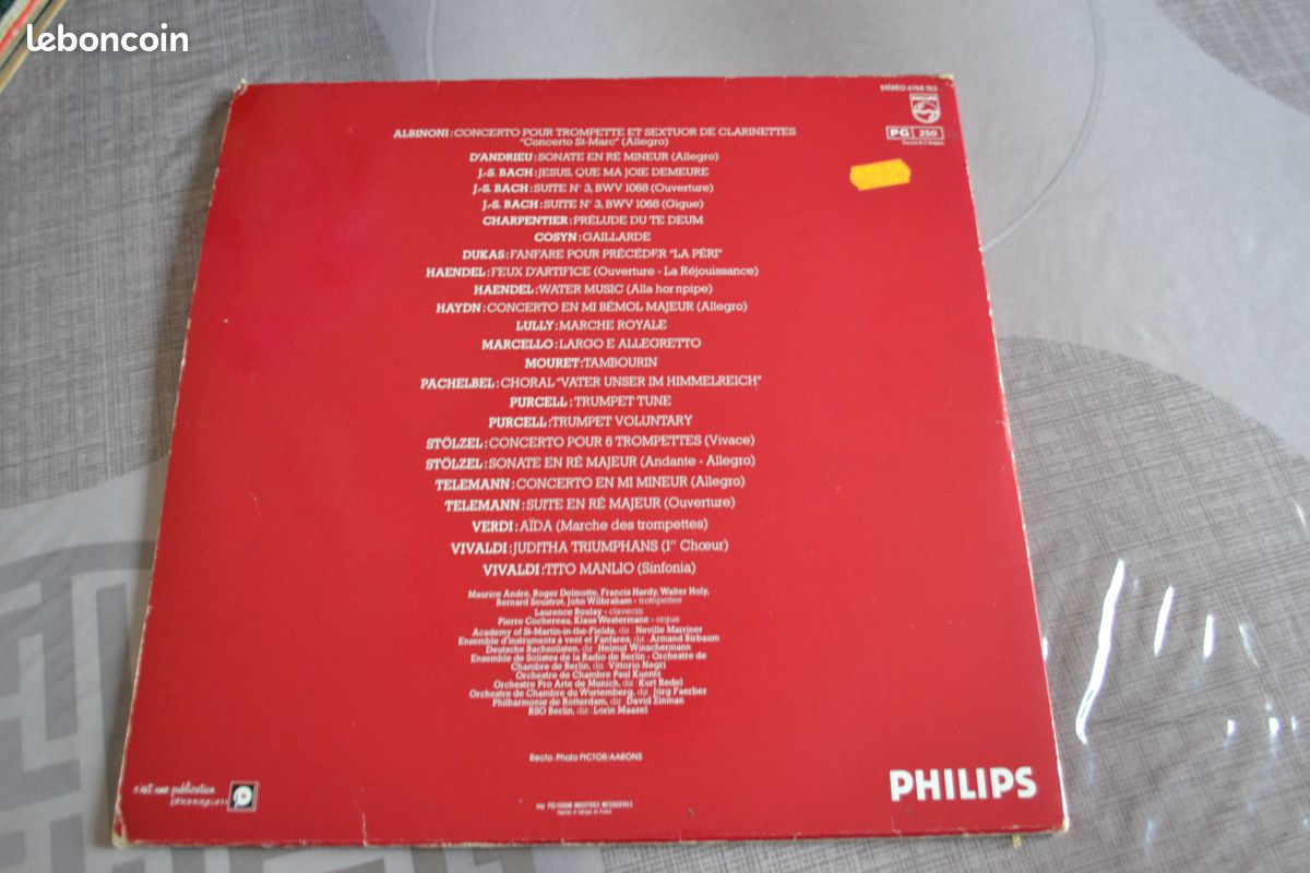 Lot de 2 Disques vinyle 33t 24 succès classiques pour trompettes oeuvres d'/d'Adrieu/ Albinoni .. (image 3)