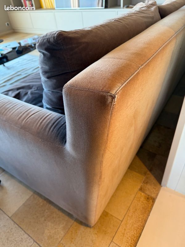 Canapé Caravane 3 places 265 cm — velours taupe (décoloré) (image 2)
