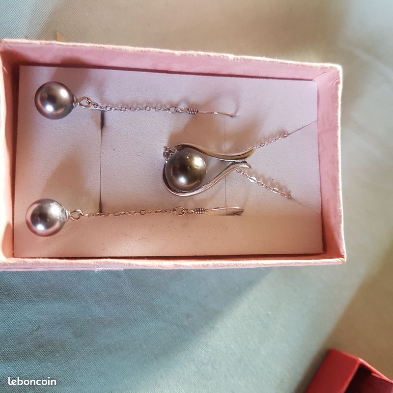 Parure en argent avec perle de tahiti (image 1)