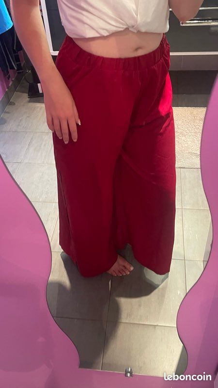 Pantalon fluide bordeaux (image 3)