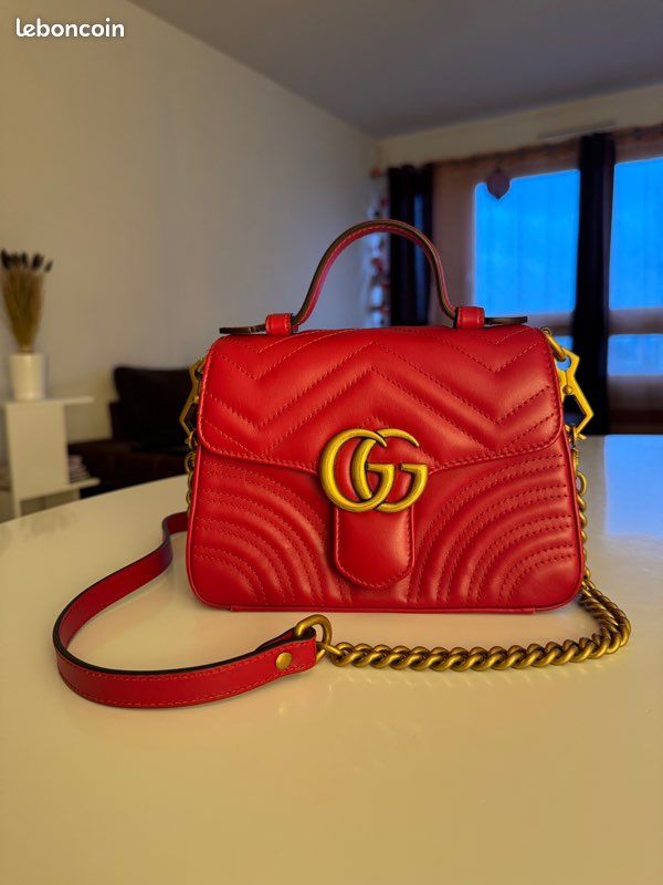 Sac Bandoulière Gucci Rouge Sac Gucci Femme Cuir Gucci Soho 308364