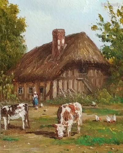 Huile sur toile "Cour de ferme" (image 3)