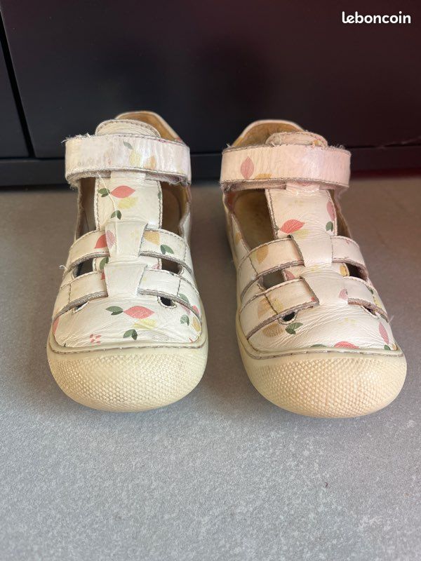 Naturino Fille Marans Sandale Cuir Fleurs Bleu - Chaussure Été Confortable