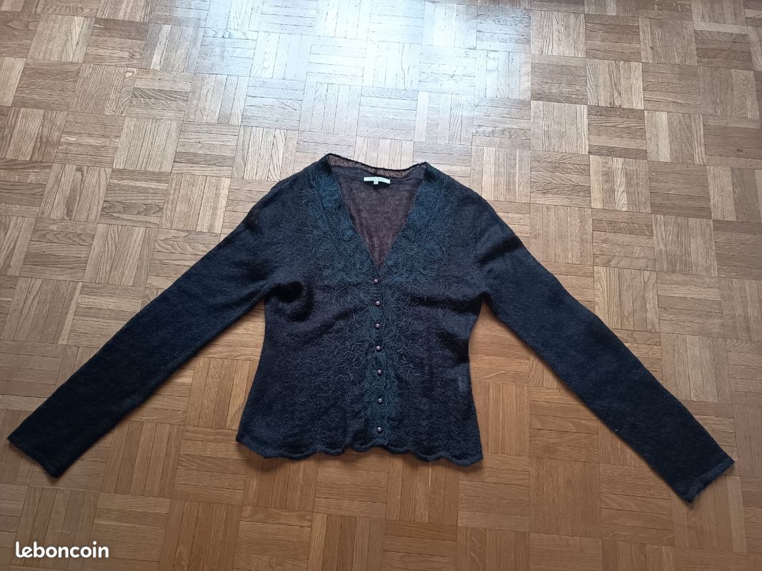 Cardigan Femme Armand Ventilo Gris Perle Taille 1 - Occasion Très Bon état, Style Bohème Chic