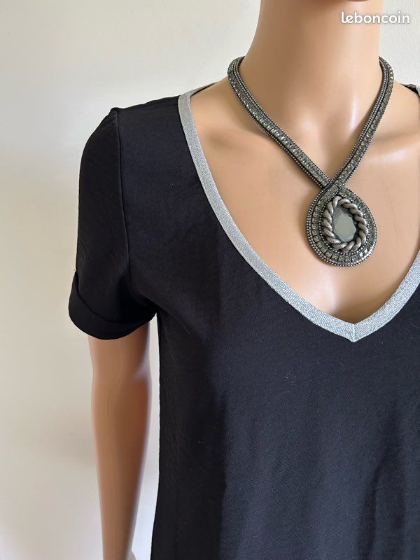 Blouse Morgan Noir Et Argentée - Taille 36 (FR) - Neuf Jamais Portée, Sans étiquettes