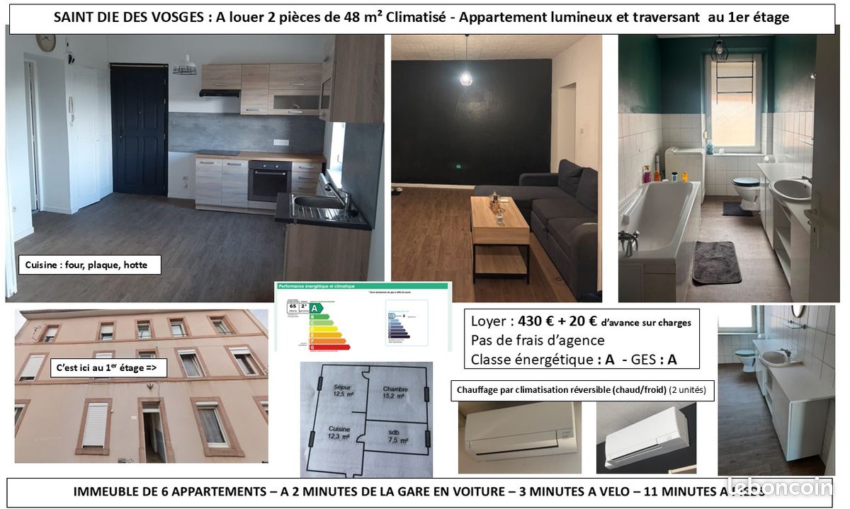 Appartement 2 pièces 48 m² · à Saint-Dié-des-Vosges · 48 m² · 450 €