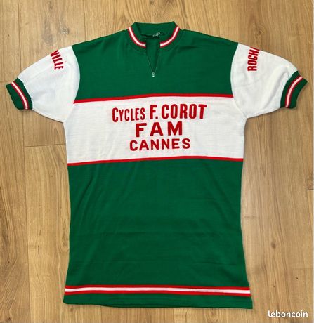 Maillot Cycliste Vintage Crédit Lyonnais CESSON – Années 70 – Rouge – Taille M