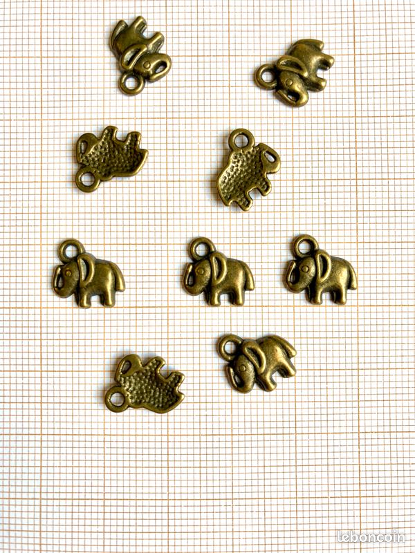 Lot 9 petits pendentifs éléphant métal bronze antique mignon création fabrication bijoux collier bracelet boucles d'oreilles (image 5)