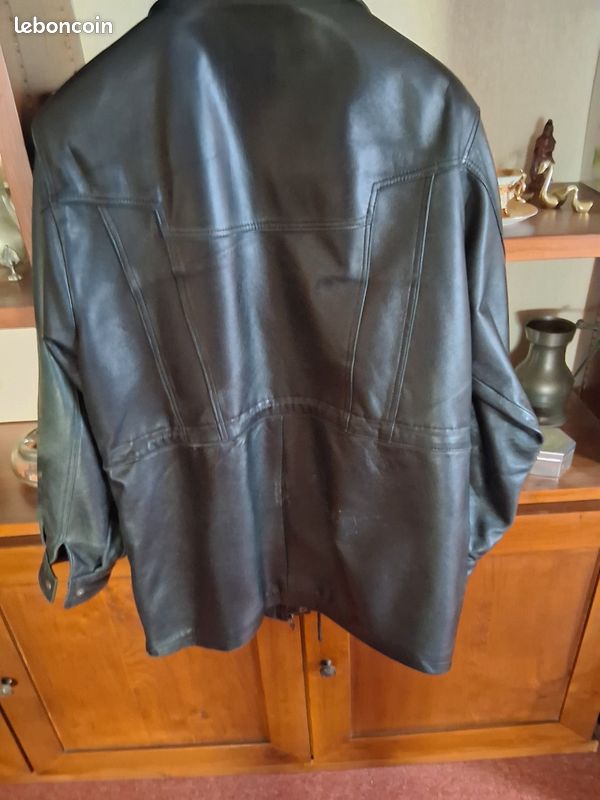 Belle parka en cuir noir (image 3)