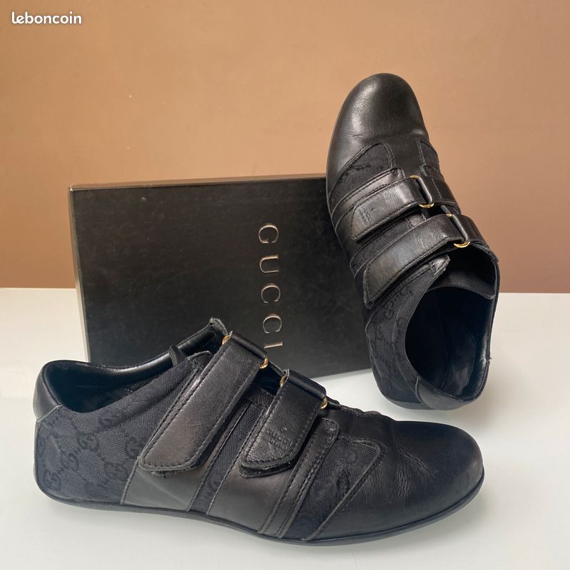 Tennis Gucci vintage en cuir noir (image 1)
