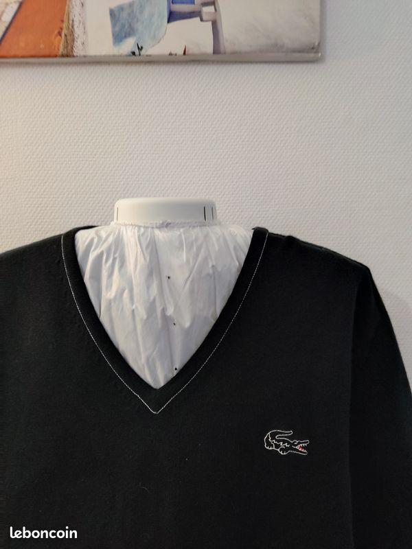 🎁 Pull Lacoste Noir à Col V Homme 🎁 Vêtements
