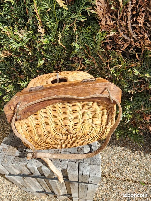 Panier Pêche Ancien Osier Creel Vintage Décoration Cabane Ancien Panier De Pêche En Osier Tissé (creel) - Décor Rustique Cabane - Vintage Pour Pêche à La Mouche Panier Peche A La Mouche