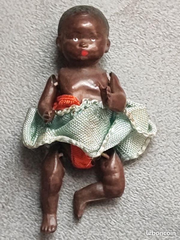Poupon Petitcollin Noir 25cm – Celluloïd – France Années 1960
