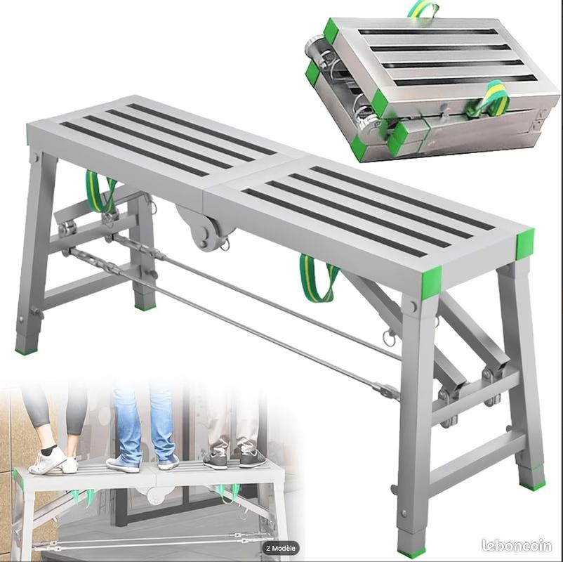 Marchepied pliant réglable 2m (hauteur réglable 90/152cm) - Tabouret de plateforme acier - portable robuste, établi stable antidérapant, (capacité de charge 362Kg) - Neuf – Livraison en 6 jours ⭐ ⭐ ⭐ (image 2)