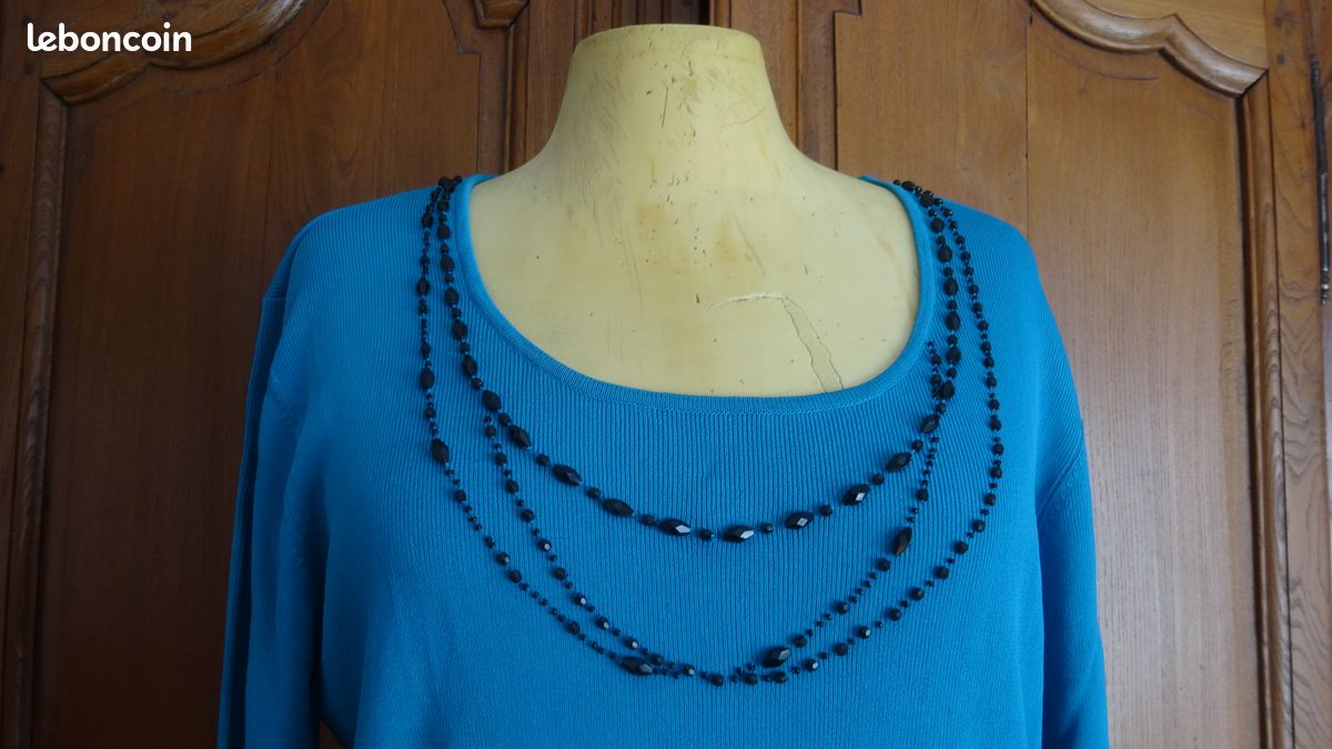 Pull Femme Bleu Fantaisie T 42/44 Neuf (image 4)