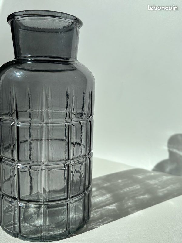Vase en verre fumé gris à carreaux - style vintage apothicaire (image 4)