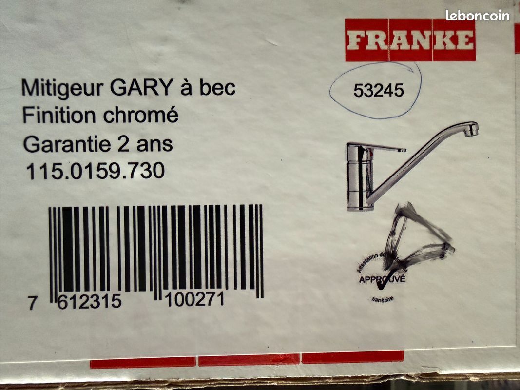 Mitigeur Franké Gary à bec neuf (image 2)
