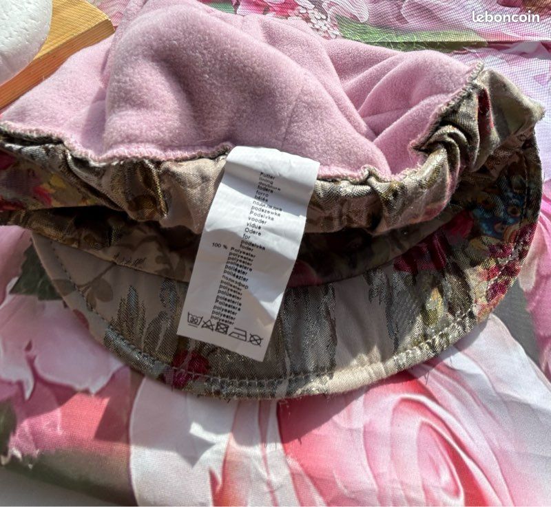 Casquette gavroche fleurie vintage T.53 – strass – rose bordeaux (image 15)