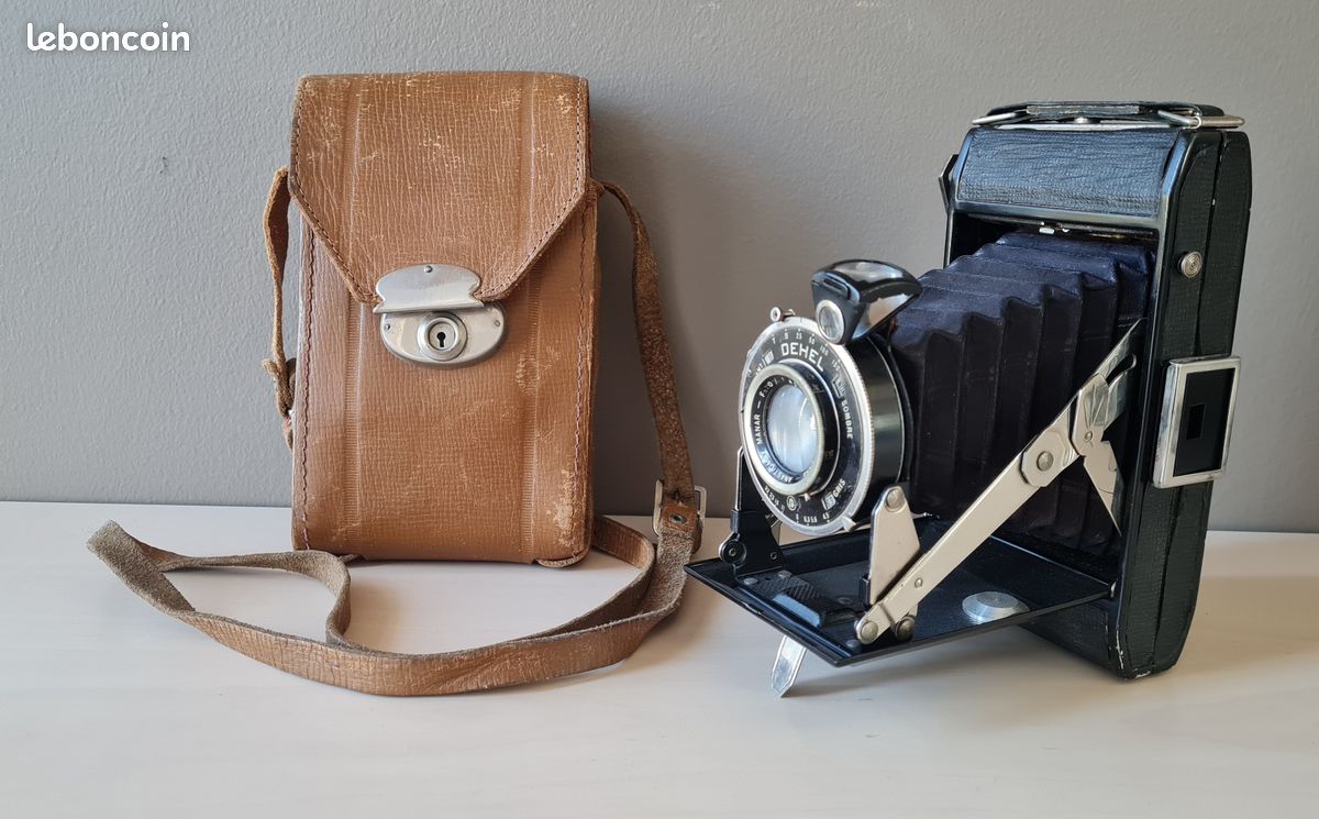 lot =1900/1920 appareil photo a soufflet super état et sacoche cuir