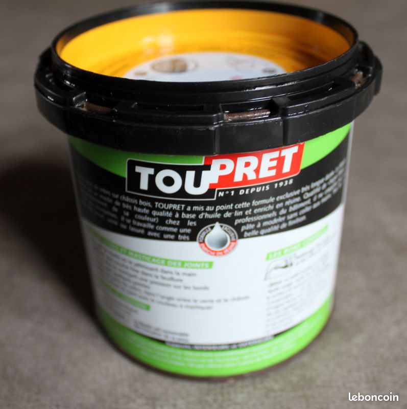 Mastic vitrier marron pose et masticage vitres 1kg TOUPRET