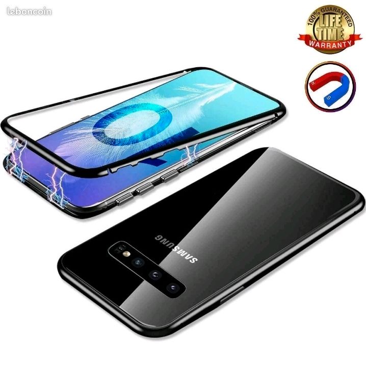 3D SAMSUNG GALAXY S10 plus NOIR + protection magnétique verre trempé s10+ (image 1)