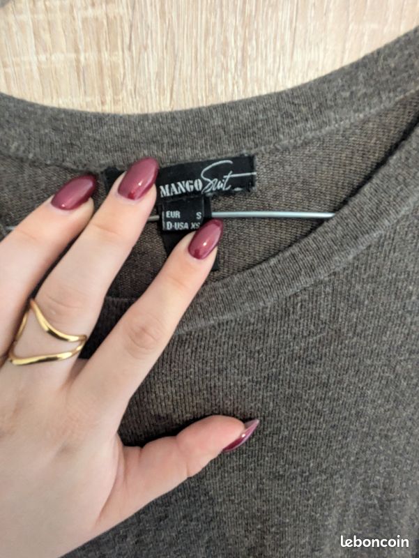 Pull Long / Robe Pull Fine Mango Suit – Marron Glacé Chiné – Taille S (image 2)