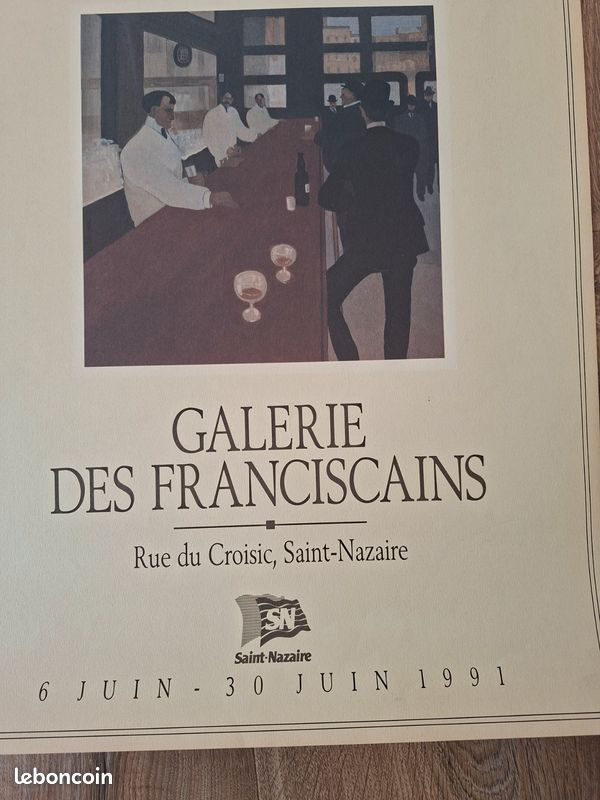 1991 - GRANDE AFFICHE VINTAGE SUR PAPIER VELIN - EXPOSITION JEAN - EMILE LABOUREUR - GALERIE DES FRANCISCAINS - Rue du Croisic à Saint Nazaire (image 3)