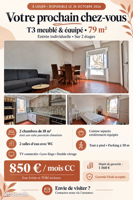Appartement 3 pièces 79 m² · à Brignoles · 79 m² · 850 €/mois
