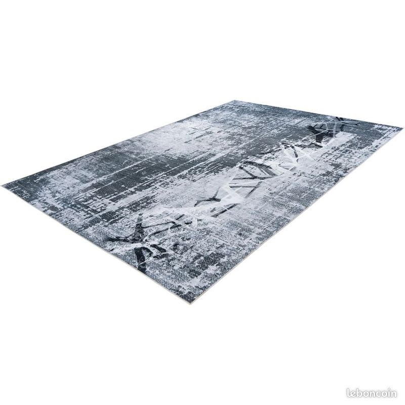 Tapis abstrait lavable en machine gris design Kimi Gris 80x150 (image 3)