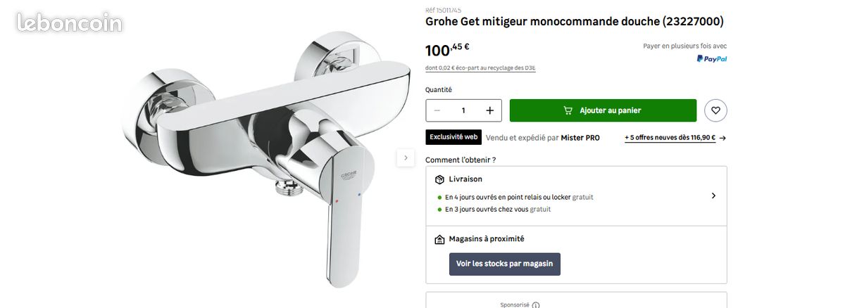Mitigeur Grohe douche neuf (image 3)