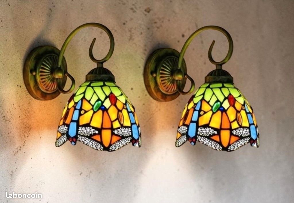 Paire d'appliques murales style Tiffany (image 1)