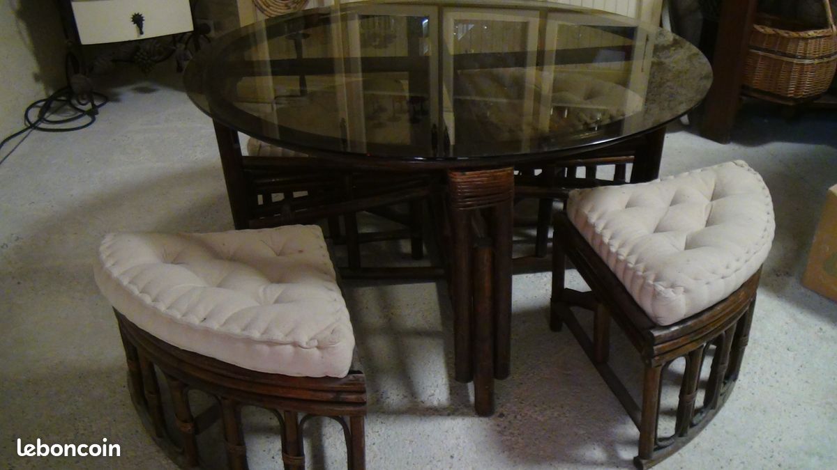 Table en osier réglable sur deux positions avec 4 assises (image 5)