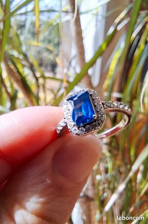 Bague Argent 925 Avec Pierre Bleue - Poids 1,87 G - Modèle STEARBAG-060225-C14 - Occasion