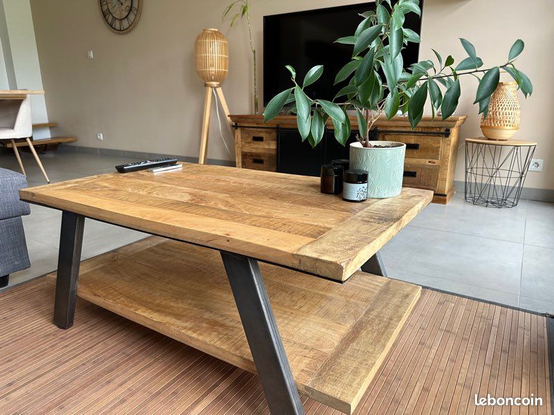 Table basse 100x60cm manguier massif à seulement 199 (image 1)