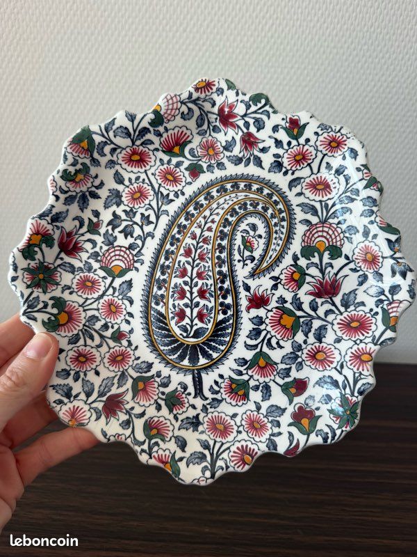Assiette décorative, petit plat Gien cachemire (image 5)