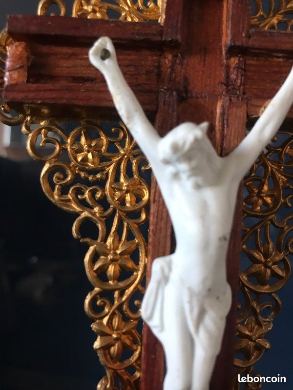Grand Crucifix Aubaho Style Antique – 88 Cm, Fonte, 11,5 Kg – Déco église Ou Intérieur