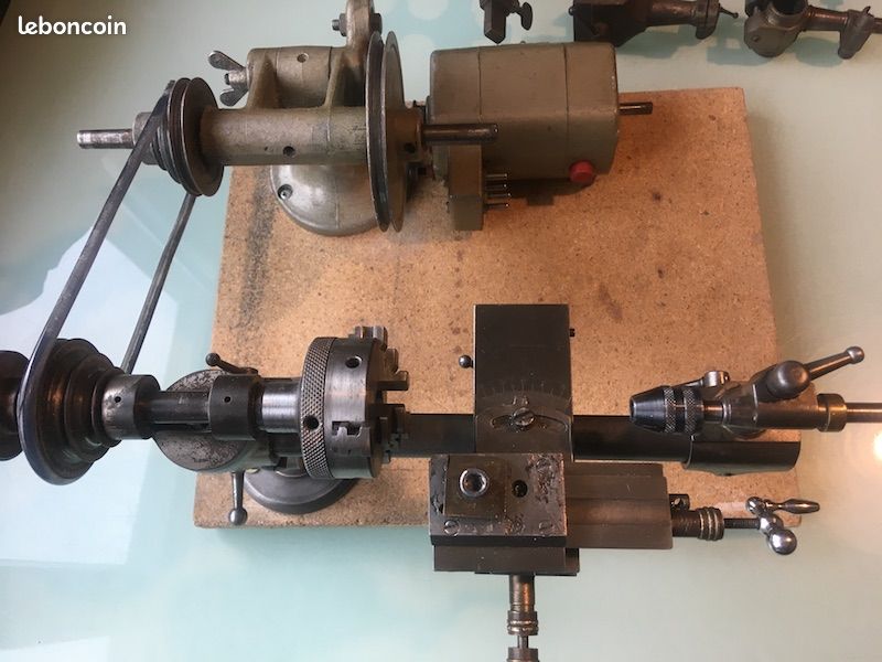 Tour D'horloger Boley 8 Mm Avec Moteur Multifix - Occasion Avec Pince Américaine Et Chariot