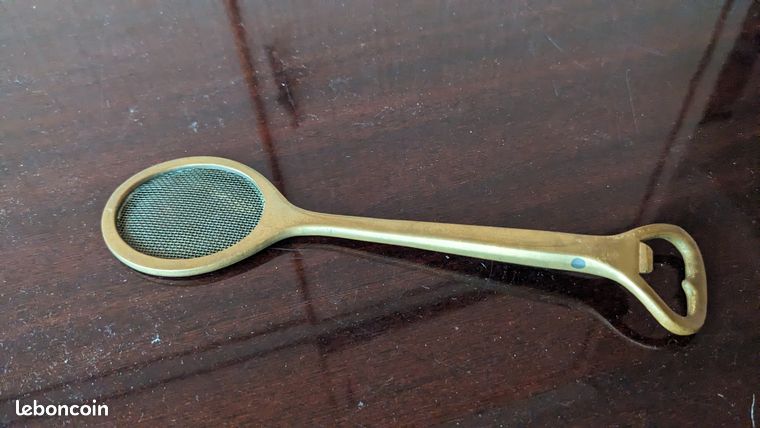 Ouvre-Bouteille Vintage Raquette De Tennis - Laiton Massif 15,5 Cm