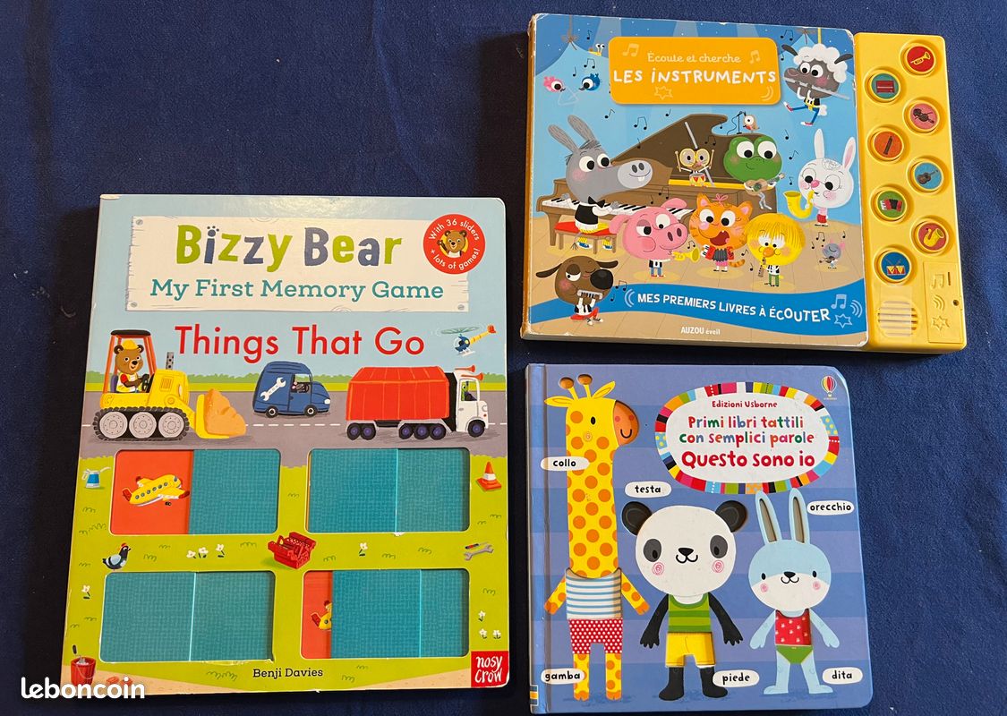 Lot 3 livres bébé interactifs et sonores anglais/italien/français (image 1)